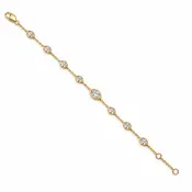 10K Yellow Gold Bezel-Set Marquise CZ Station Bracelet