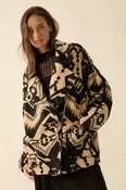 Aztec Print Sherpa Fleece Jacket