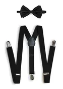 Black Matching Set Suspender and Bow Tie