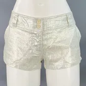 120% LINO Size 6 Silver White Linen Zip Fly Shorts