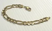 14k Italy Solid Gold Figaro Mens Bracelet - 8 3/4 Inches - 36.5 grams - 10.6mm