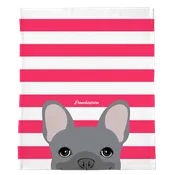 Blue French Bulldog on Hot Pink Stripes | Frenchie Blanket