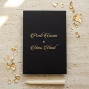 Black Hardcover Custom Wedding Invitation Card | Custom Black Invitation Card With Marble Print Envelope Liner, Floral Print and Multiple Inserts