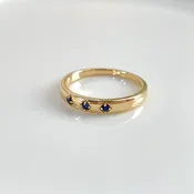 Coki Bijoux Fine Jewelry—14k Yellow Gold Blue Sapphire Stackable Ring