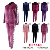 12 Sets Winter Lining Outfit Gym Legging Pants Joggers And Full Zip Jacket Top W/Hoodie Set HF1146