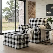 Black Check Heavyweight Cotton Uppland Armchair Slipcover – Compatible with IKEA Uppland