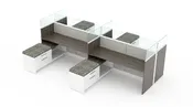 4 Person Open Low Panel 5×6 Cubicle with Glass Dividers