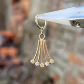 Fan Charm, Yellow Gold + Honey Topaz + Champagne Diamond — CowPok