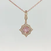 14k Rose Gold Cushion Lotus Ganet Drop Eight-point star shape Pendant