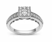 0.61tw. Princess Cut Square Halo 14k White Gold Engagement Ring