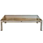 Italian Brass & Chrome Coffee Table by Romeo Rega