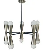 10-Light Brushed Nickel Matte Black Equinox Chandelier by Framburg