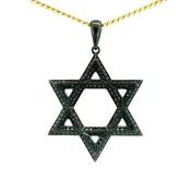 14K White Gold Black Ruthenium Plated Black Diamond Star of David 'Max' Pendant