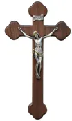 10" CRUCIFIX WALNUT/PEWTER