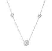 18K WHITE GOLD 3 STATION DIAMOND NECKLACE