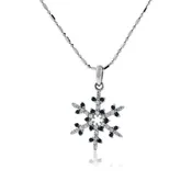1/3 Carat Pavé Diamond and Colored Tipped Snowflake Necklace