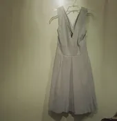 Banana Republic Lt gray Leather S L V neck Dress