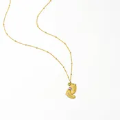 Double Footprint Pendant Necklace with Engraved Kid's Names and Birthstones