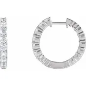 14K White Gold 2 CTW Natural Diamond Inside-Outside Hinged 20 mm Hoop Earrings