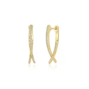 14KY Diamond Loop Hoop Earrings