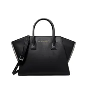 Avril Large Leather Top-Zip Satchel (Black)