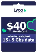 30 Day Plan Unlimited calls,text, 15+5 Gbs Data Lyca Mobile 40 dollar plan