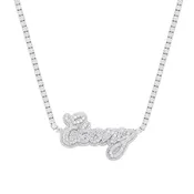 925 Silver Round Moissanite Ebony Word Designer Necklace – 18"