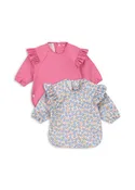 2 Pack Dinner Bib With Frill - Fleur Rosier, Chateau Rose