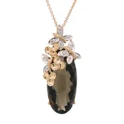 0.04ct Diamond & 9.85ct Smokey Topaz 14k Two-tone Rose Gold Pendant
