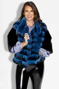 Blue Chinchilla Fur & Blackglama Ranch Mink Fur Bolero Jacket