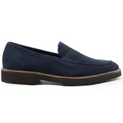 16-657-NVY ROMA Italian Suede Penny Loafers Navy
