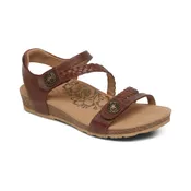 Aetrex Women’s Jillian Braided Quarter-Strap Sandal Walnut