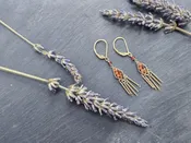 Hessonite & Golden Sandstone fringe earring #5540 — Michelle Pressler Jewelry
