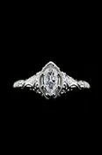 14K Solid White Gold and Natural Diamond Ring