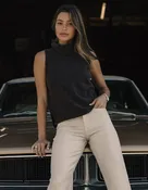 Arvada Hi-Neck Sweater Tank in Umber