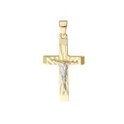 14.7MM D/C YG CROSS w/WG JESUS CRUSIFIX