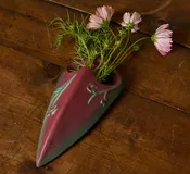 1920S ART NOUVEAU BUDDING FLOWER STONEWARE WALL POCKET