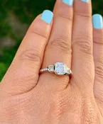 Asscher Cut Center And Round And Baguettes Cut Sides IGI Certified Diamond Engagement Ring Bezel Set 14K Solid White Gold 1.40ct F-VS2