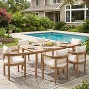 Abaco Outdoor Patio 7 Piece Dining Set with Cushions