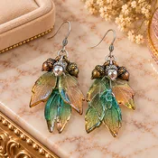 Acorn Leaf Cluster Hook Earrings, Silver