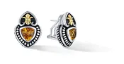 Fleur De Lis Earrings with Citrine in Silver and 14K Gold