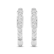 0.27 Ctw Round White Lab Created Diamond Sterling Silver Pave Hoop Earrings