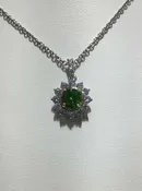 Demantoid and diamond pendant