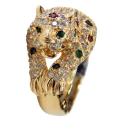 Diamond and Gemstone Panther Ring