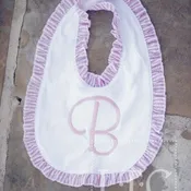 Baby Bib with Pink and White Ruffle Trim