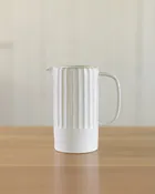 Quart Stoneware Ribbed Pitcher, White