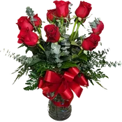 One Dozen Long Stem Red Rose Arrangement