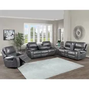 3 Piece Grey Oversized Reclining Sofa Set - Titan