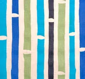 Alan Campbell Fabric: Cannes - Custom Multi Blue / Gray on White 100% Linen