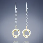 2 Inch Two Tone Love Knot Dangle Earrings - Artisan Crafted